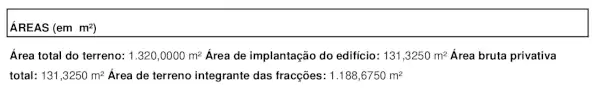 referência das áreas na caderneta predial